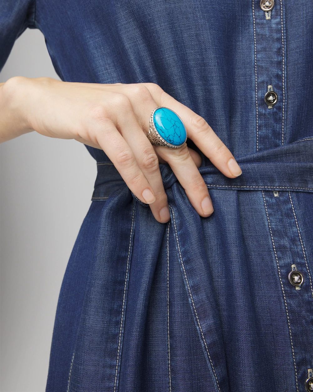 Turquoise-Tone Statement Ring
