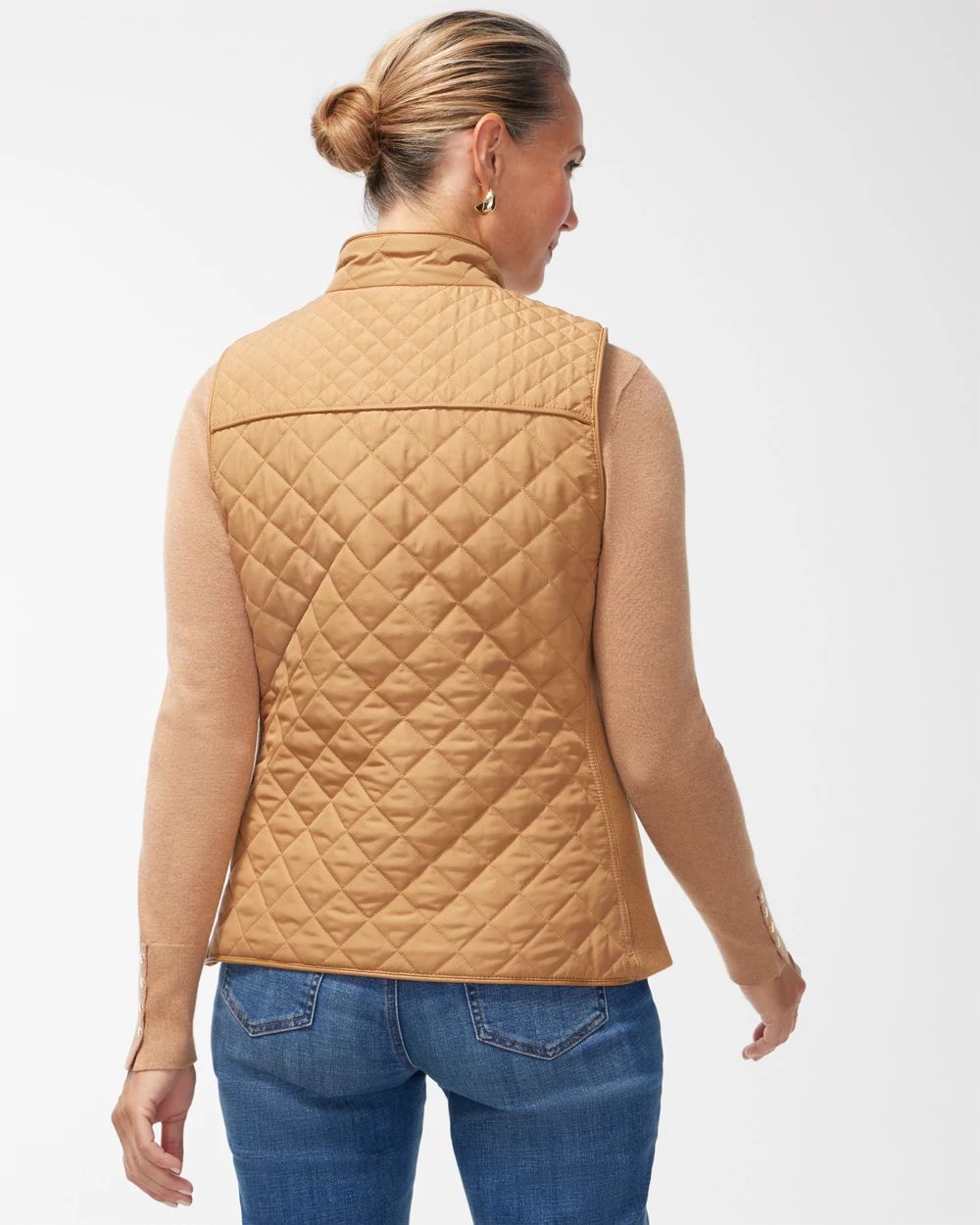 Rib Trim Quilted Vest