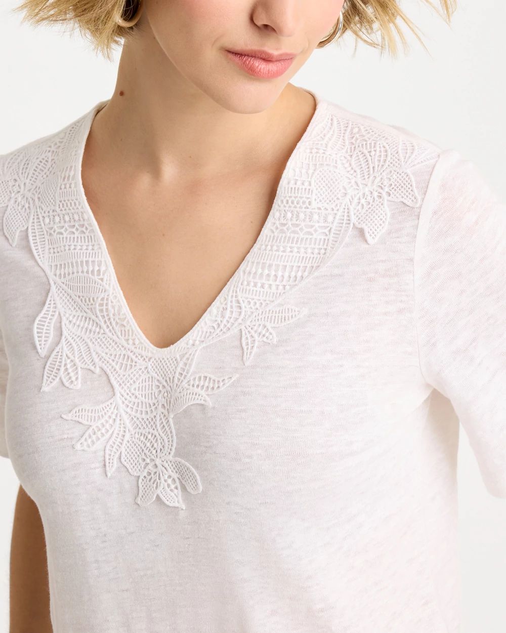 Flora Lace V-Neck Tee click to view larger image.