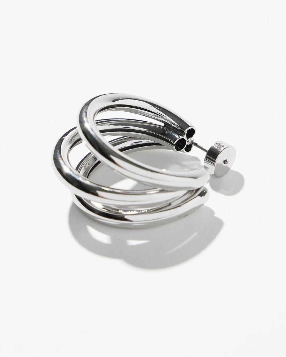 Silver Tone Triple Hoops