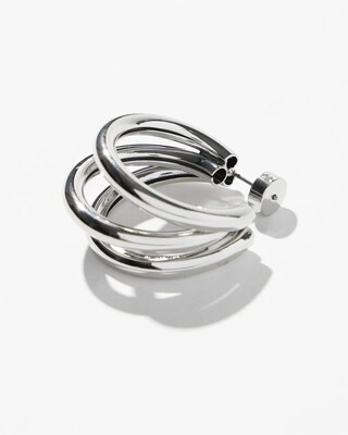 Silver Tone Triple Hoops