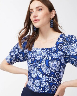 Cool Paisley Square Neck Top