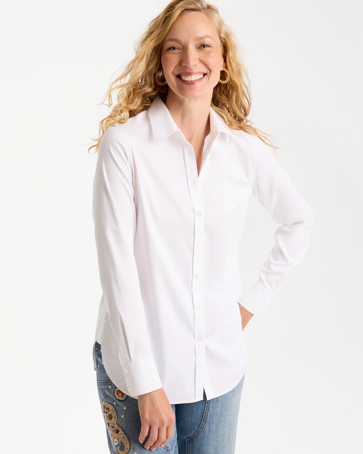 Women's No Iron Stretch Shirt in White | Chico's