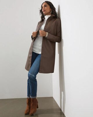 Elongated Faux Leather Shacket