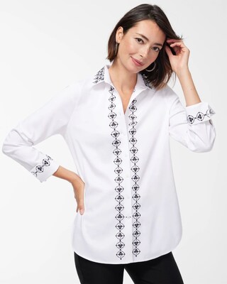No Iron Stretch Embroidered Shirt