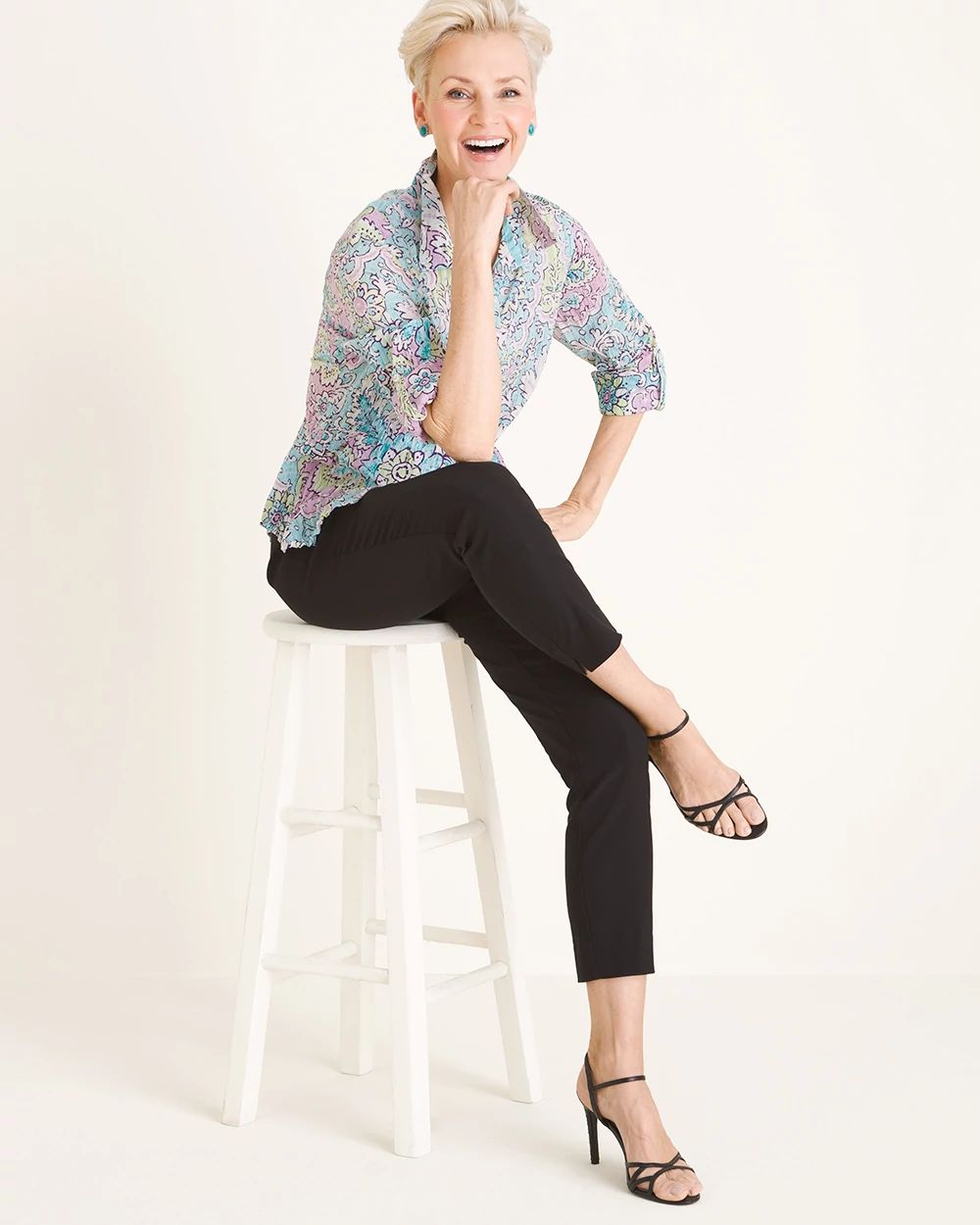 CINO for Chico's Floral Crinkle Shirt