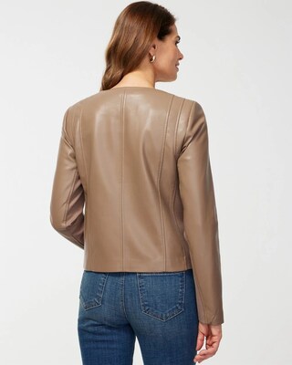 Faux Leather Knit Detail Jacket