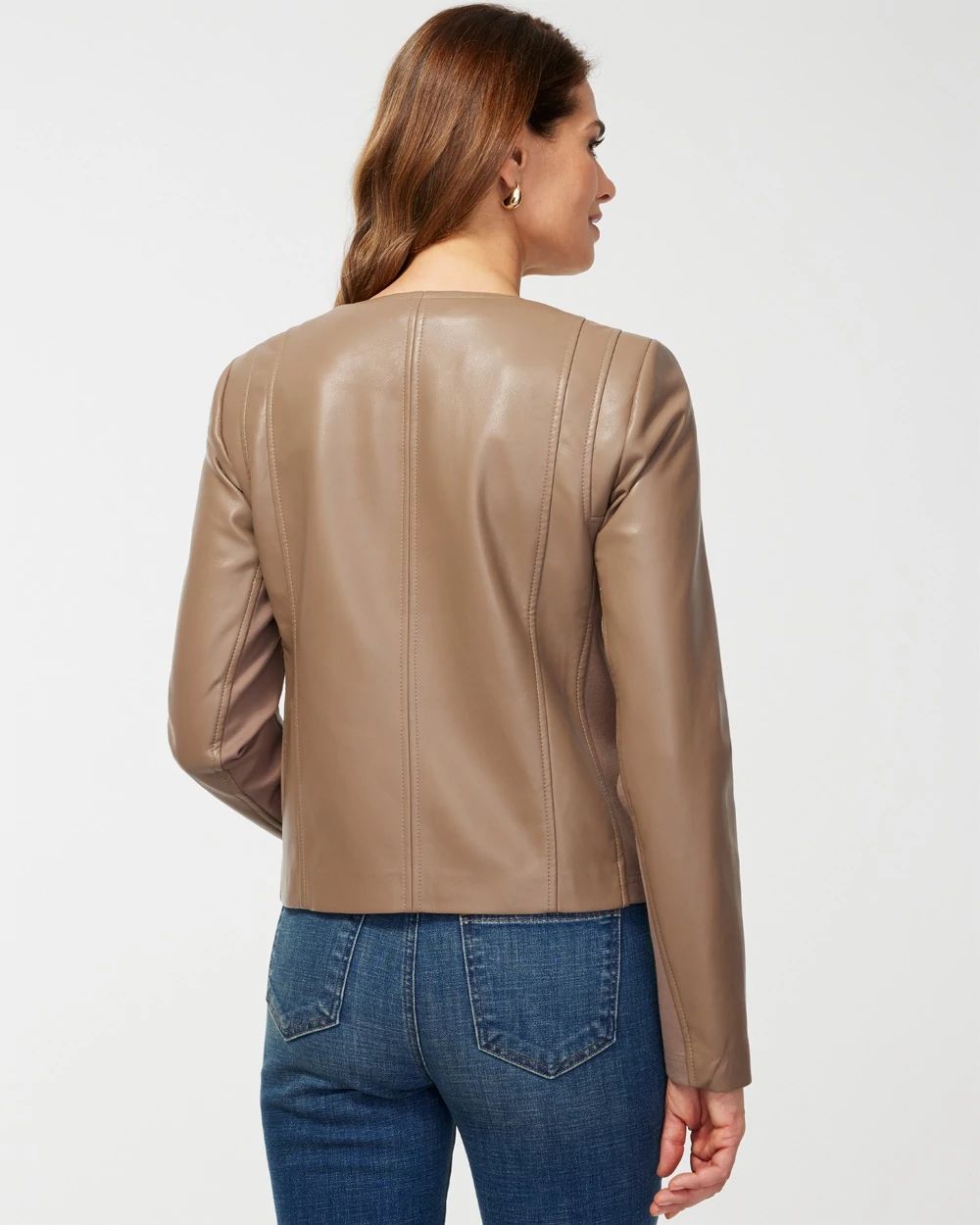 Faux Leather Knit Detail Jacket