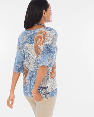 Paisley Side-Button Pullover