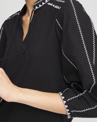 Embroidered Pintuck Lantern-Sleeve Top click to view larger image.