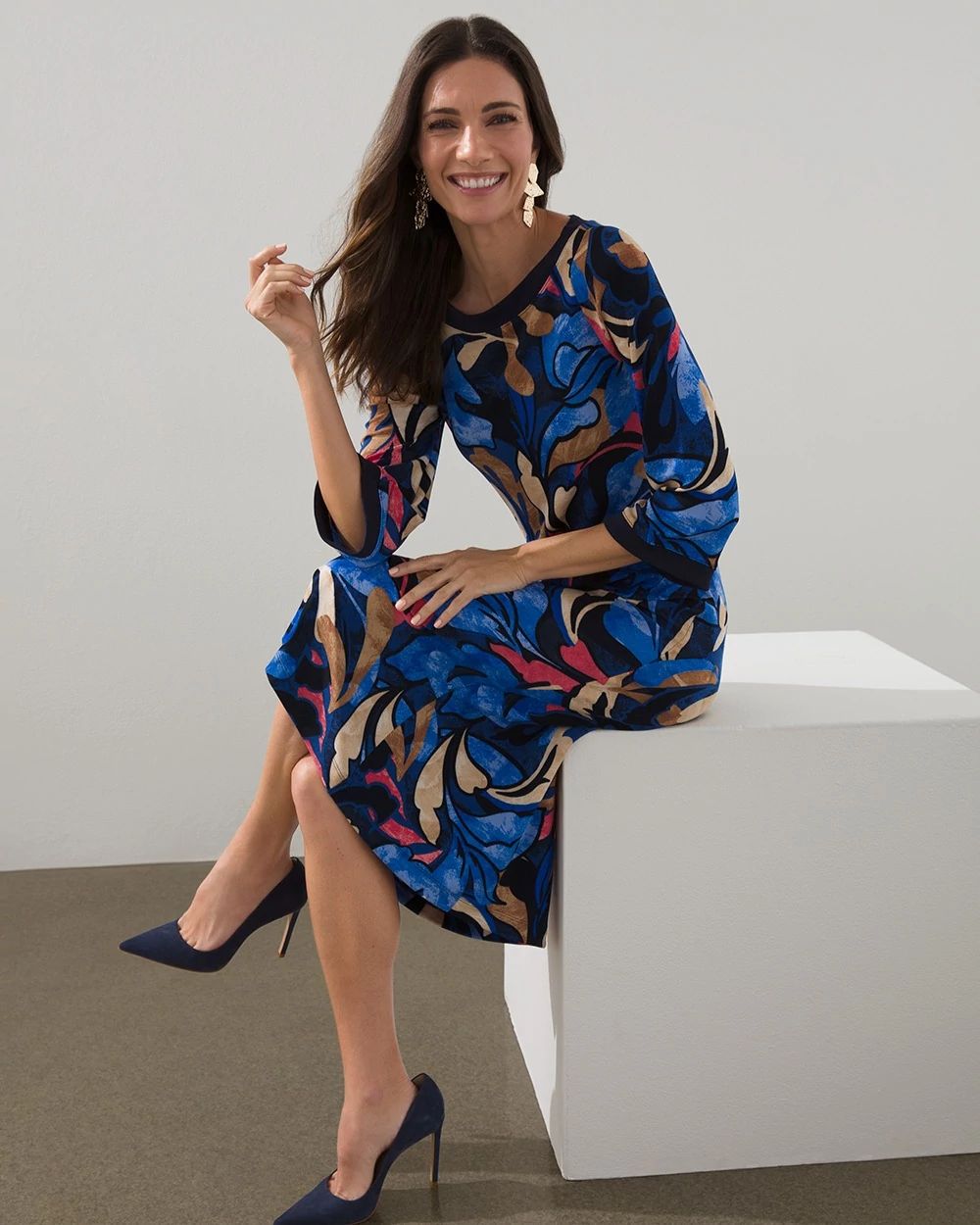 Travelers Border Trim Midi Dress