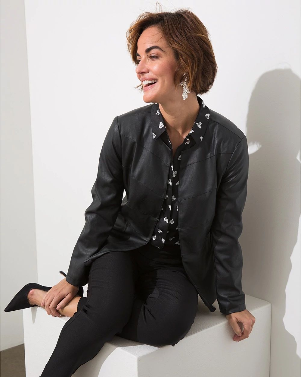Peplum Faux Leather Jacket