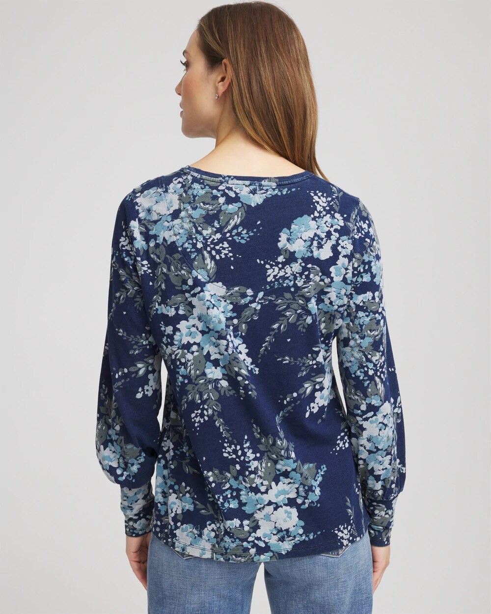 Denim Motif Cotton Top