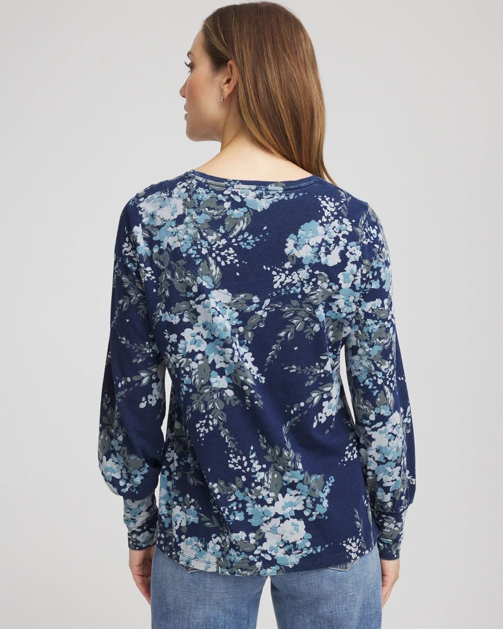 Denim Motif Cotton Top