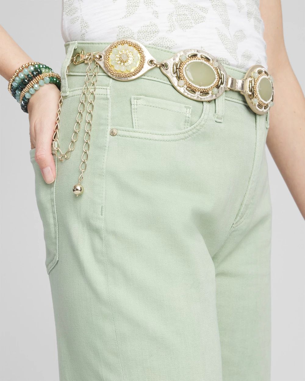 Gold Tone Stone Chain Belt
