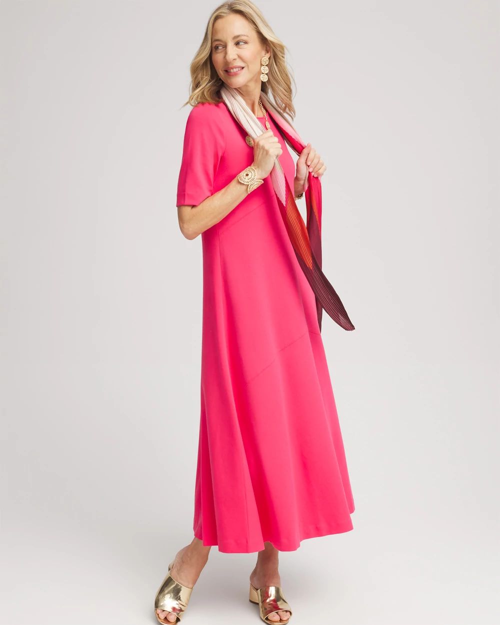 Petite Elbow-Sleeved Maxi Dress