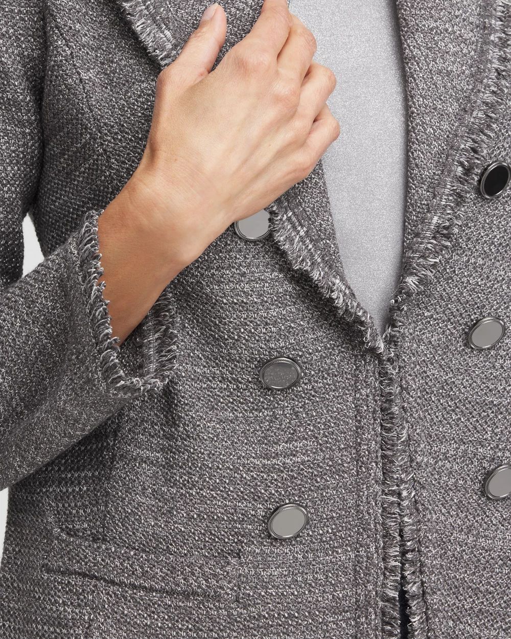 Metallic Tweed Sweater Blazer
