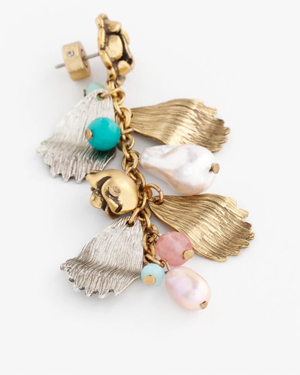 Floral Pearl Charm Earrings click to view larger image.