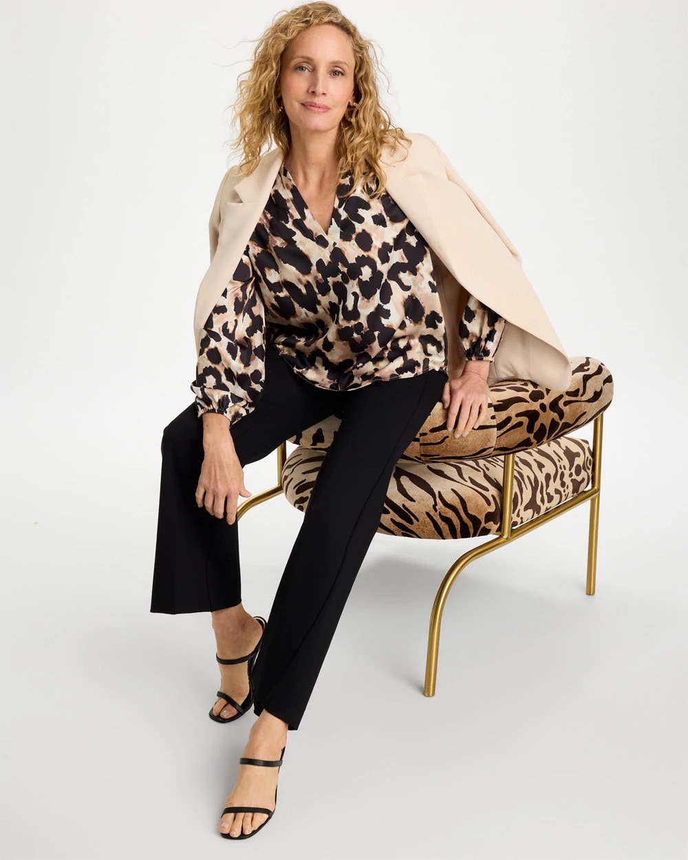 Satin Animal Print Blouse