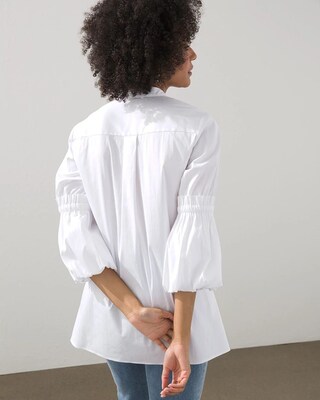 Poplin Ruffle Sleeve Popover Blouse