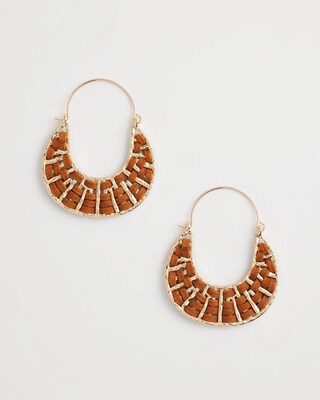 Leather Half-Moon Hoop Earrings click to view larger image.