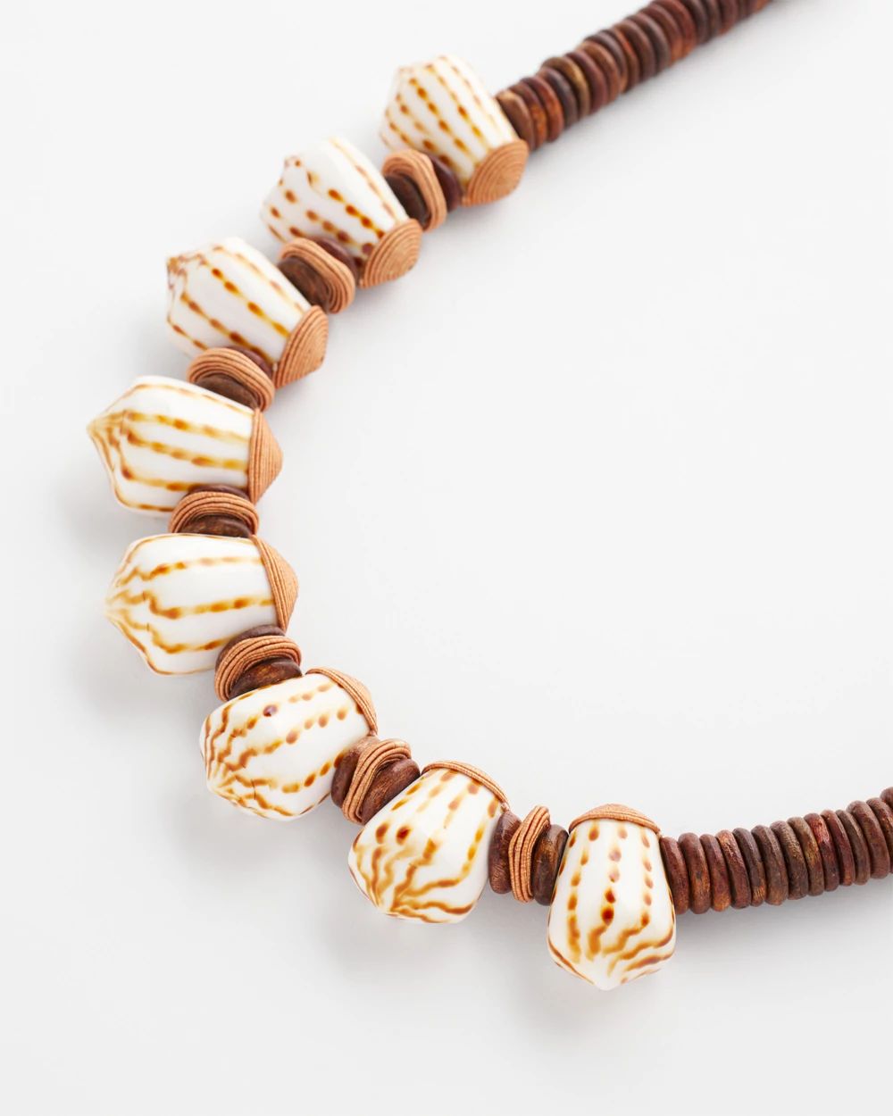 Sundial Shell & Wood Bib Necklace