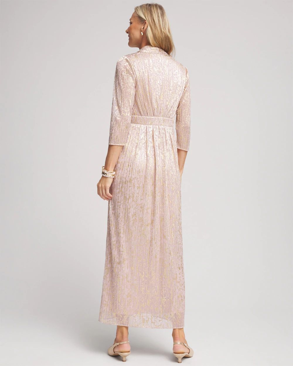 Metallic Pleated Maxi Dress click to view larger image.