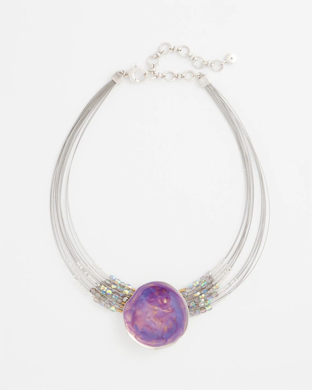 Purple Pendant Wire Necklace