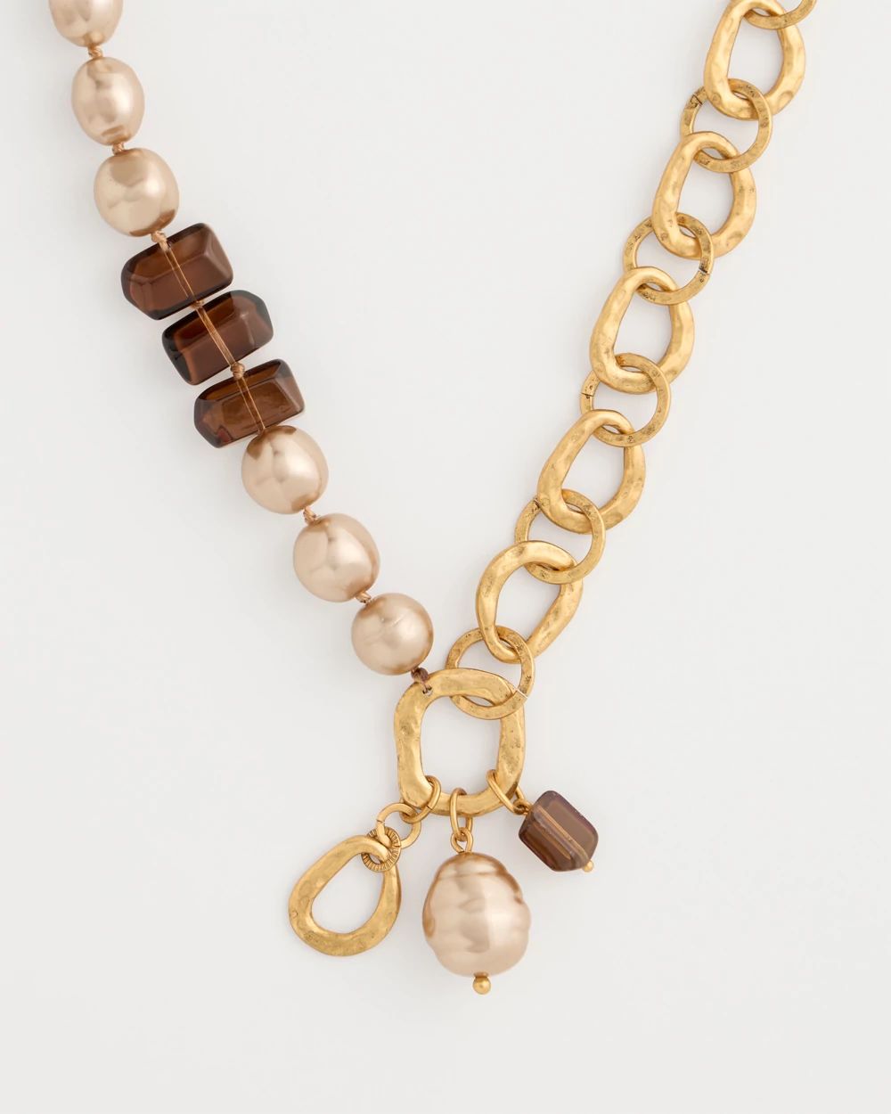 Mocha Faux Pearl Pendant Necklace click to view larger image.