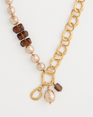 Mocha Faux Pearl Pendant Necklace click to view larger image.
