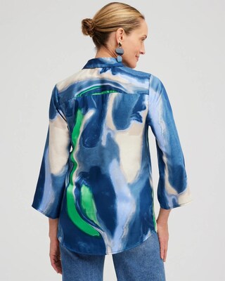 Drama Sleeve Swirl Print Top
