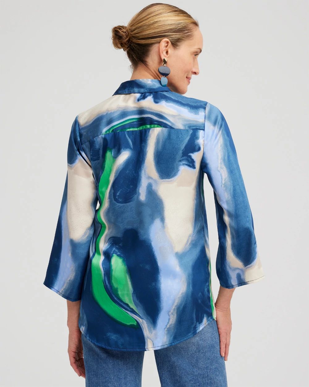 Drama Sleeve Swirl Print Top
