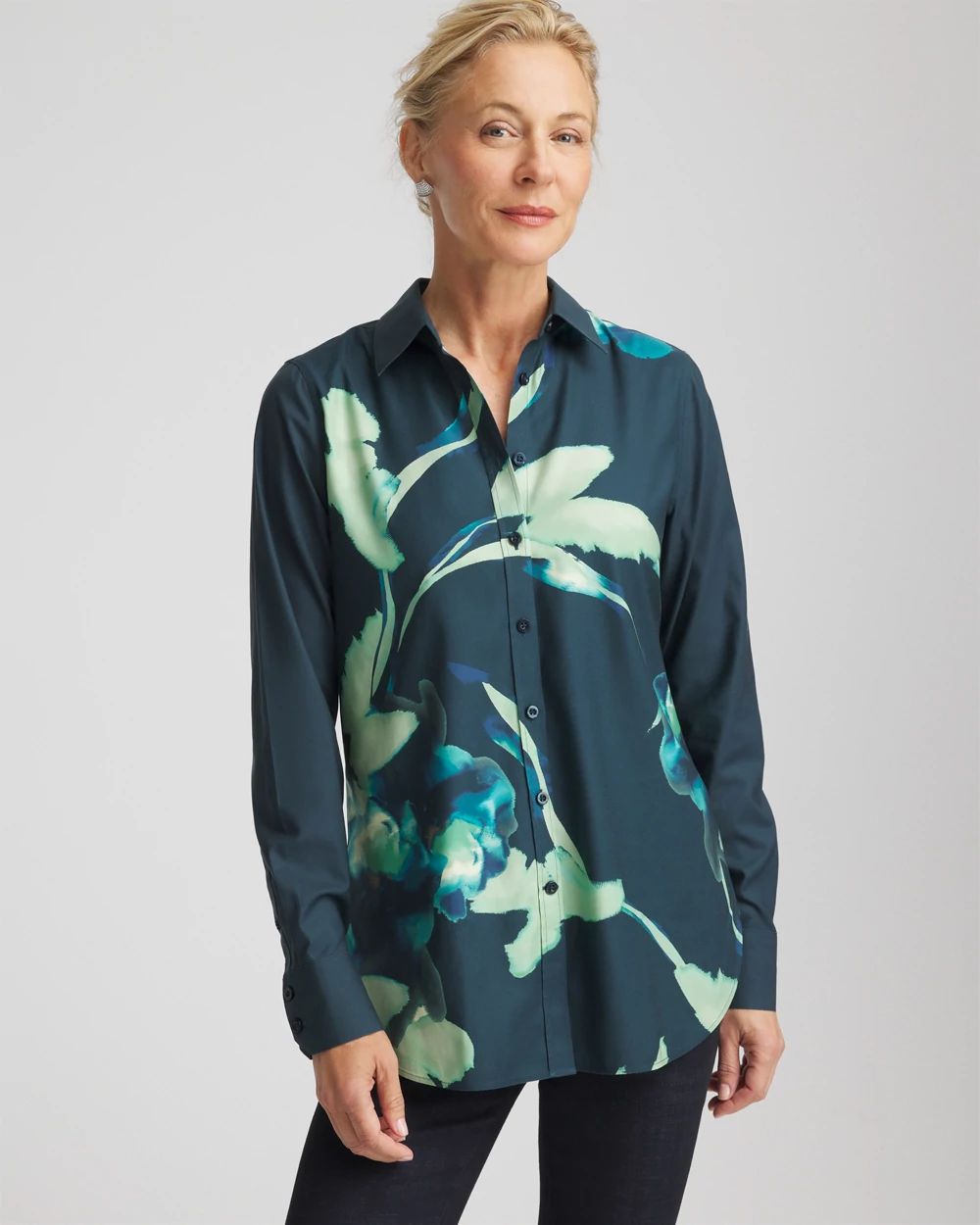 No Iron™ Glacial Flora Sateen Shirt