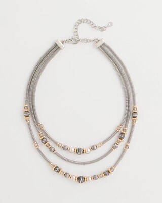 Mixed-Metal Short Triple-Strand Necklace
