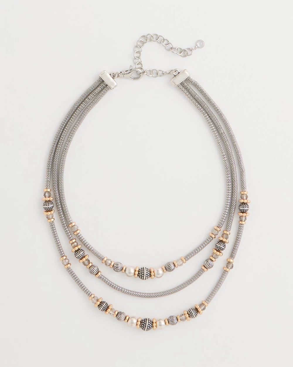 Mixed-Metal Short Triple-Strand Necklace