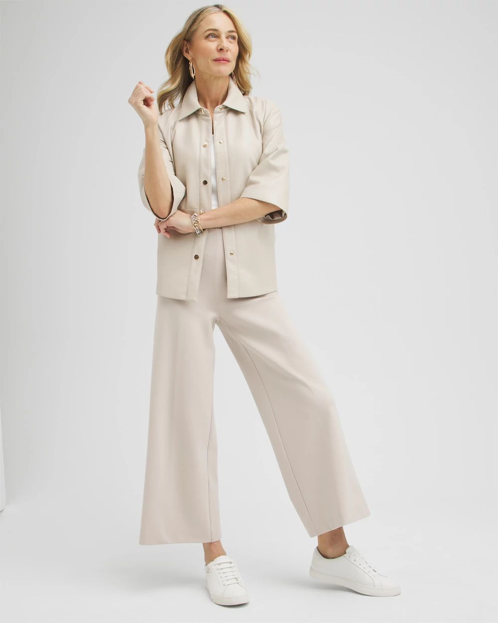 Petite Faux Leather Shacket