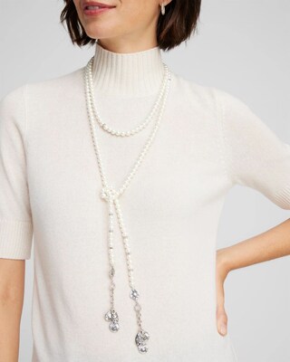 Faux Pearl Lariat Necklace