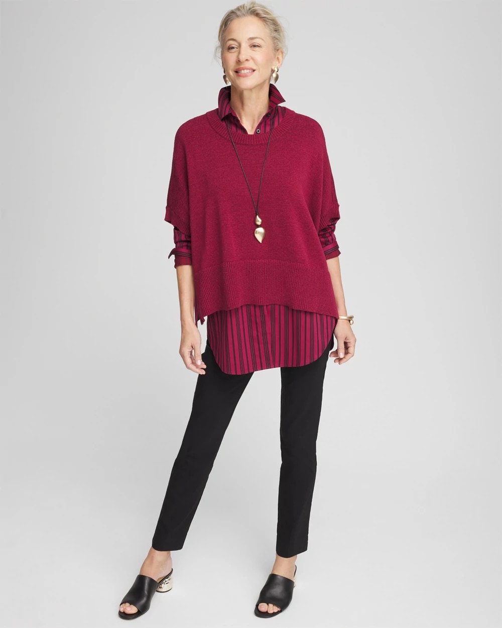 Short Sleeve Knit Poncho