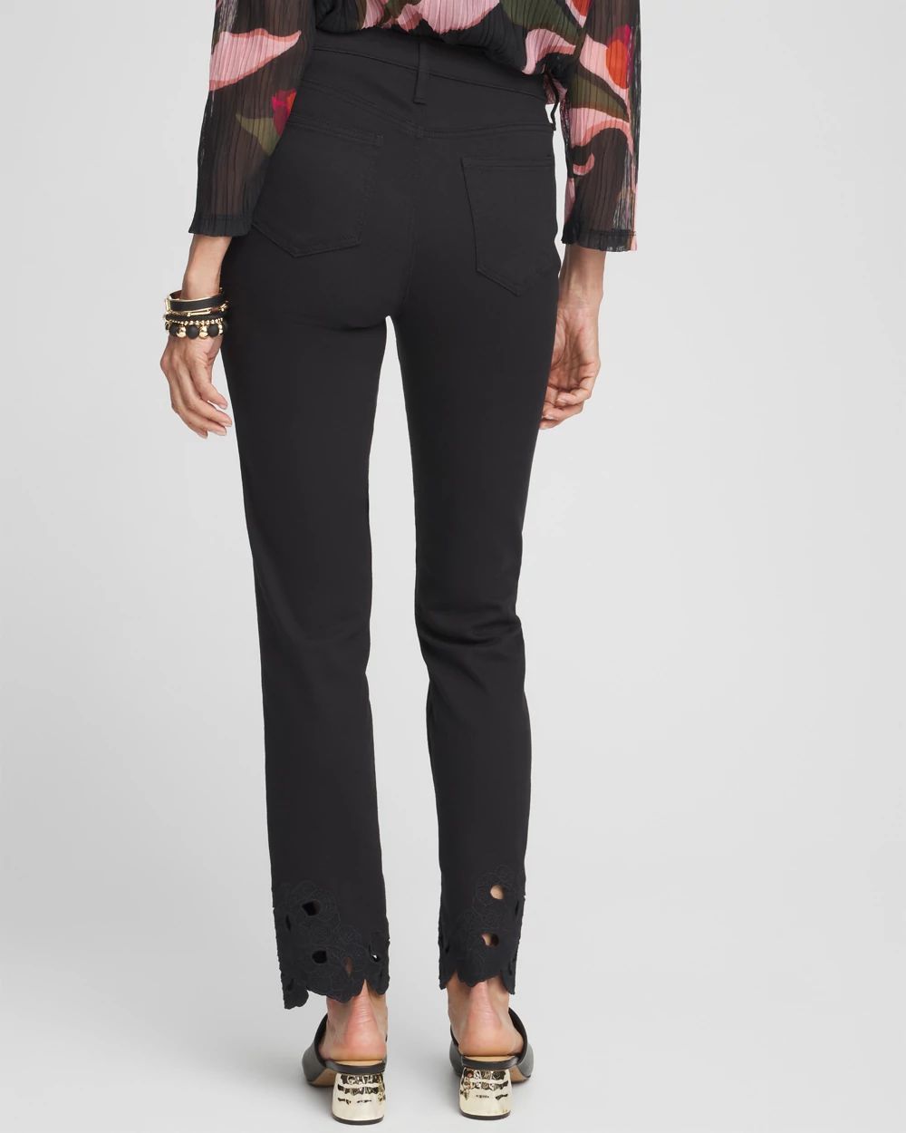 Girlfriend Floral Cutout Ankle Jeans
