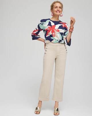 Floral Intarsia Pullover Sweater