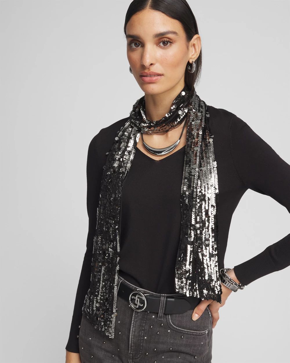 Sequin Skinny Scarf