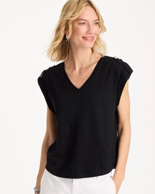 Cotton Slub Epaulette Tee