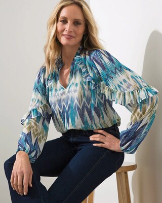 Ikat Print Clip Dot Top
