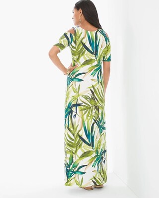 Tropical Cold-Shoulder Maxi Dress
