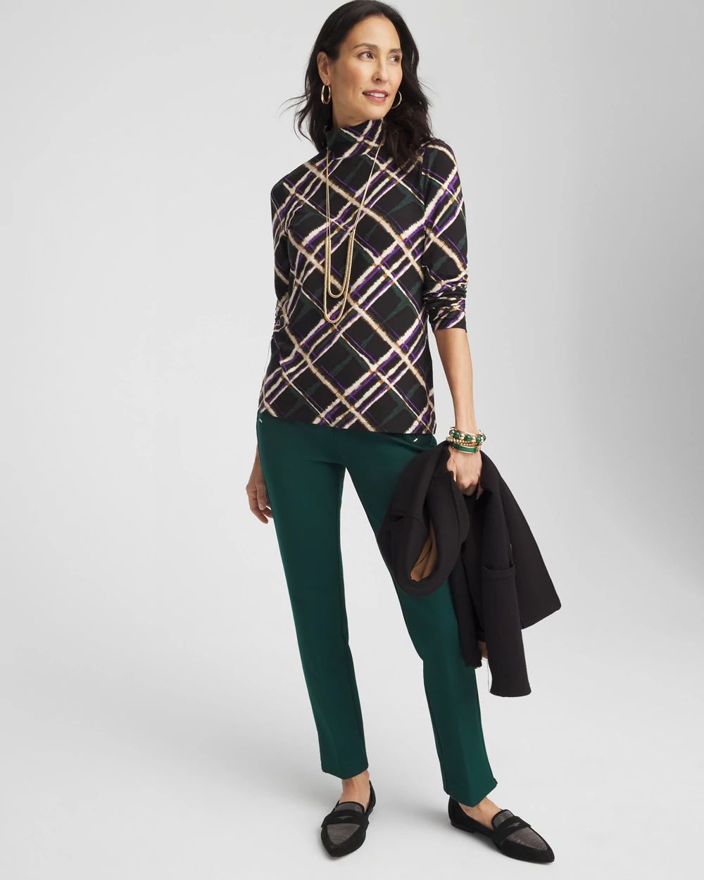 Touch of Cool™ Plaid Mock Neck Layering Tee click to view larger image.