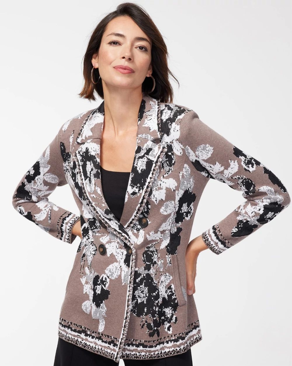 Neutral Floral Jacket Cardigan