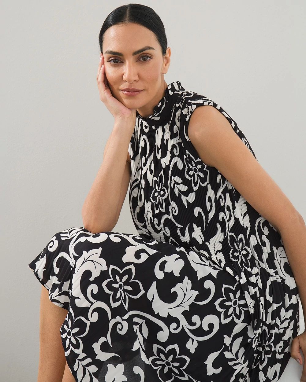 Black Label Print Crinkle Dress