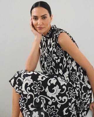 Black Label Print Crinkle Dress