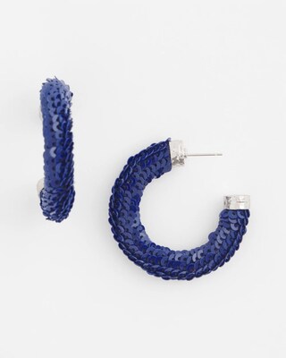 No Droop™ Navy Sequin Huggie Earrings