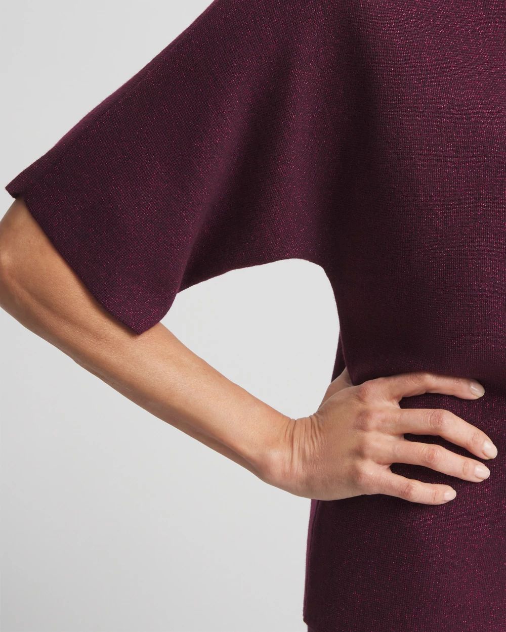 Shimmer Short Sleeve Pullover Sweater